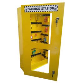 KRM LOTO – LOCKABLE LOCKOUT TAGOUT PADLOCK STATION-CLEAR FASCIA -30159