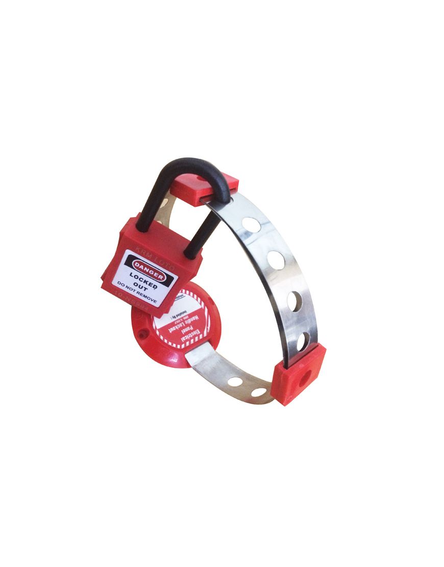 ELECTRICAL HANDLE PANEL LOCKOUT RED WITH PADLOCK