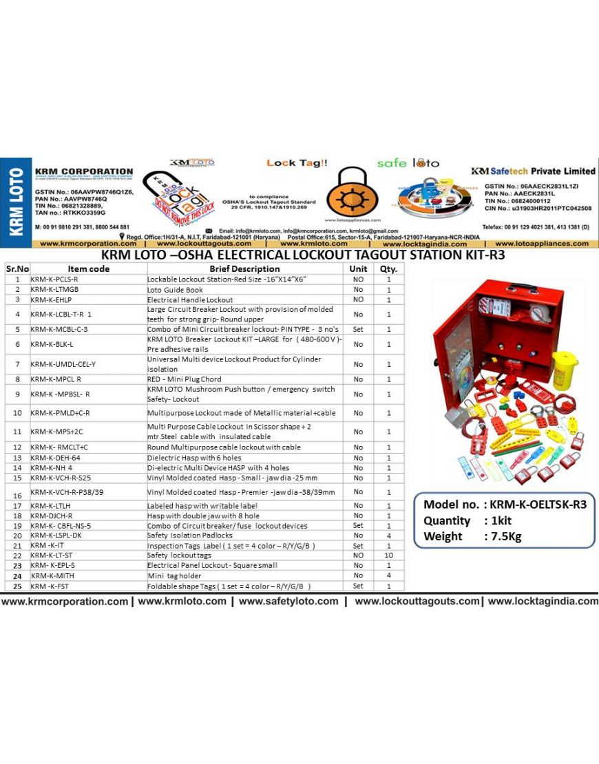 OSHA ELECTRICAL LOCKOUT TAGOUT STATION KIT - RED (WITH OSHA-LOCK)