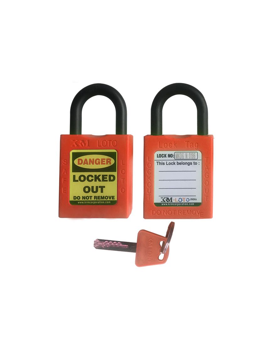 Key Alike Lockout Insulated Padlock Black Pack of 10 NYLON Shackle 