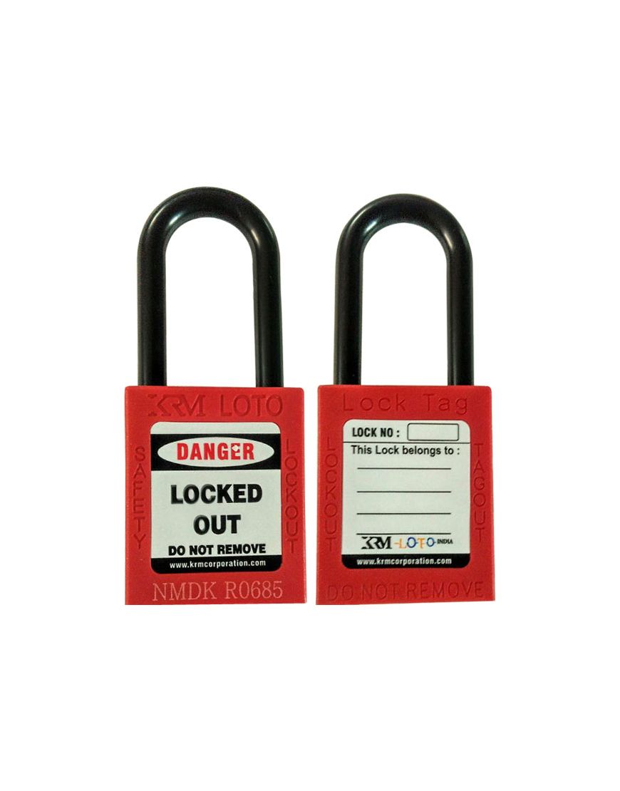 Seguridad Con Llave De Candado 5 Juegos 38 Mm Bloqueo Aislamiento LOTO Nylon PA Acero Para Energía Nuclear Logística Transporte Fabricación (rojo