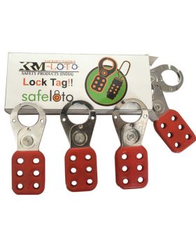 5pcs KRM LOTO - VINYL MOLDED COATED HASP - SMALL - JAW DIA -25 MM - RED