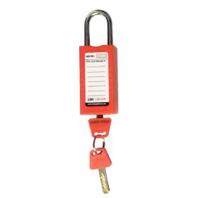 KRM LOTO - DOUBLE BODY – OSHA SAFETY LOCK TAG PADLOCK – METAL SHACKLE-RED