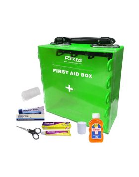 KRM FIRST AID KIT BOX (ABS + POLYCARBONATE) - WITH CONTENT