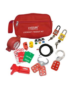 KRM LOTO - LOCKOUT TAGOUT ELECTRO-MECHANICAL POUCH KIT-1419 RED