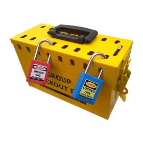 KRM LOTO – PORTABLE GROUP LOCKOUT BOX-YELLOW (16 LOCKABLE HOLES) WITHOUT PADLOCK