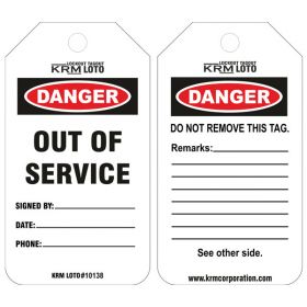 25pcs DANGER - OUT OF SERVICE  TAG
