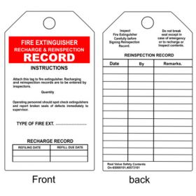 100pcs - KRM LOTO - FIRE EXTINGUISHER RECHARGE & REINSPECTION RECORD