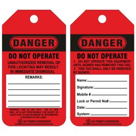 25pcs - KRM LOTO DANGER - DO NOT OPERATE -  CUSTOMISED TAG 