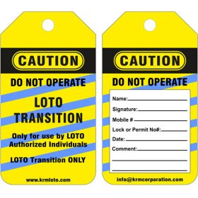 25PCS CAUTION - DO NOT OPERATE - LOTO TRANSITION TAG (CUSTOMISED TAG) 