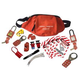 KRM LOTO –  OSHA ELECTRICAL LOCKOUT TAGOUT POUCH KIT RED - 2110