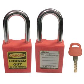 KRM LOTO - OSHA SAFETY LOCK TAG PADLOCK – METAL SHACKLE-RED