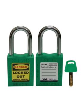 KRM LOTO - OSHA SAFETY LOCK TAG PADLOCK – METAL SHACKLE-GREEN