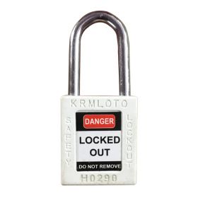 KRM LOTO - OSHA SAFETY ISOLATION LOCKOUT PADLOCK - METAL SHACKLE WITH DIFFER KEY AND MASTER KEY-WHITE