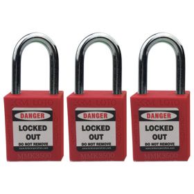 3pcs OSHA Safety Isolation Lockout Padlock - Metal Shackle with Differ Key 