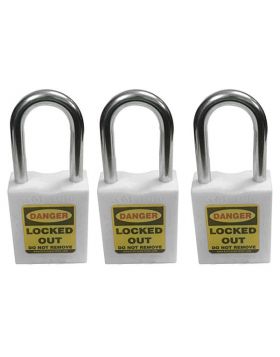 3pcs OSHA Safety Lock Tag Padlock - Metal Shackle with Alike Key 