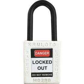 KRM LOTO - OSHA SAFETY ISOLATION LOCKOUT PADLOCK - NYLON SHACKLE WITH DIFFER KEY-WHITE