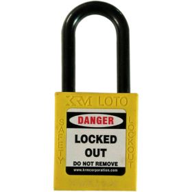 KRM LOTO - OSHA SAFETY ISOLATION LOCKOUT PADLOCK - NYLON SHACKLE WITH DIFFER KEY-YELLOW