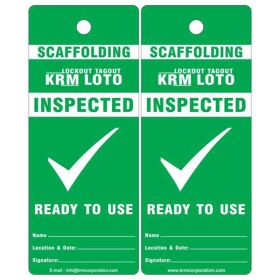 25pcs- KRM LOTO-INSPECTED READY TO USE SCAFFOLD TAG - GREEN 