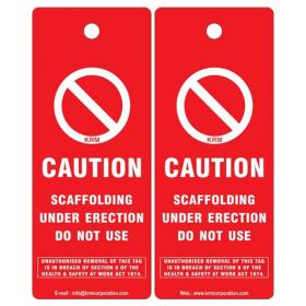 25pcs - KRM LOTO - CAUTION - SCAFFOLDING UNDER ERECTION DO NOT USE SCAFFOLD TAG 