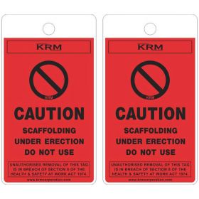 25pcs - KRM LOTO - CAUTION UNDER ERECTION DO NOT USE SCAFFOLD TAG - RED 
