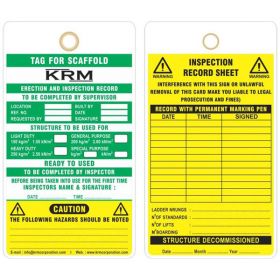 25pcs - KRM LOTO - INSPECTION RECORD SHEET - SCAFFOLD TAG 
