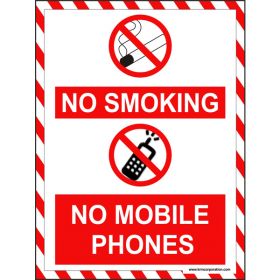 5pcs KRM LOTO - NO SMOKING ,NO MOBILE PHONES SAFETY POSTER (ACP SHEET) 4ft X 3ft 