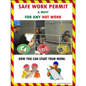 5pcs KRM LOTO - SAFE WORK PERMIT A MUST FOR ANY HOT WORK  SAFETY POSTER (ACP SHEET)  4ft X 3ft