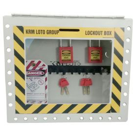 KRM LOTO – PORTABLE/WALL MOUNTED UNIQUE GROUP LOCKOUT BOX GREY (27HOLES) WITHOUT MATERIAL