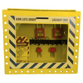 KRM LOTO – PORTABLE/WALL MOUNTED UNIQUE GROUP LOCKOUT BOX YELLOW (27HOLES) WITHOUT MATERIAL