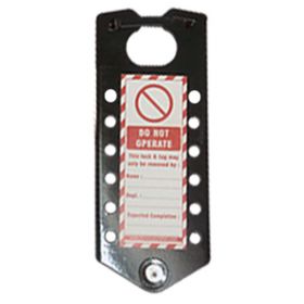 Labeled hasp with 12 holes - Powder coated metal Base Sheet