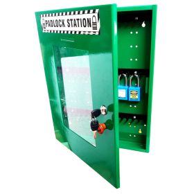 KRM LOTO – LOCKOUT TAGOUT PADLOCK STATION-clear fascia-18152 -GREEN (WITHOUT MATERIAL)