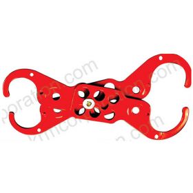 Metal Dual Jaw lockout Hasp with chrome finish - jaw size 25 mm and 38 mm with 8 holes - Red