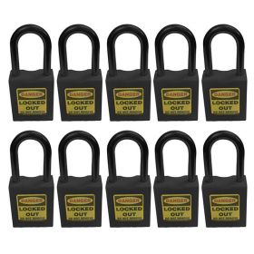 10pcs OSHA Safety Lock Tag Padlock - Nylon Shackle with Differ Key and Master Key 