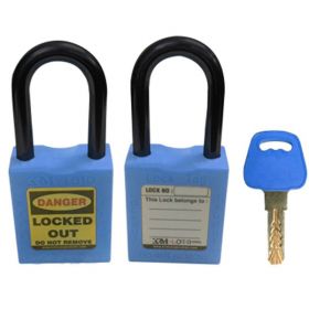 KRM LOTO - OSHA SAFETY LOCK TAG PADLOCK - NYLON SHACKLE- BLUE