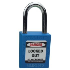 KRM LOTO - OSHA SAFETY ISOLATION LOCKOUT PADLOCK - METAL SHACKLE WITH DIFFER KEY AND MASTER KEY - BLUE