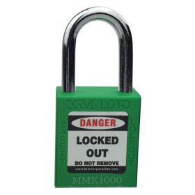 KRM LOTO - OSHA SAFETY ISOLATION LOCKOUT PADLOCK - METAL SHACKLE WITH DIFFER KEY-GREEN