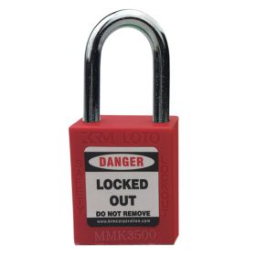 KRM LOTO - OSHA SAFETY ISOLATION LOCKOUT PADLOCK - METAL SHACKLE WITH DIFFER KEY AND MASTER KEY-RED