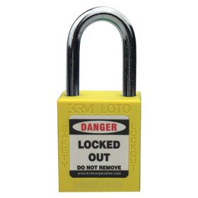 KRM LOTO - OSHA SAFETY ISOLATION LOCKOUT PADLOCK - METAL SHACKLE WITH DIFFER KEY AND MASTER KEY-YELLOW