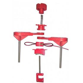 KRM LOTO - UNIVERSAL VALVE LOCKOUT DEVICE WITH TWO SMALL BLOCKING ARM AND STEEL INSULATED CABLE 2MTR